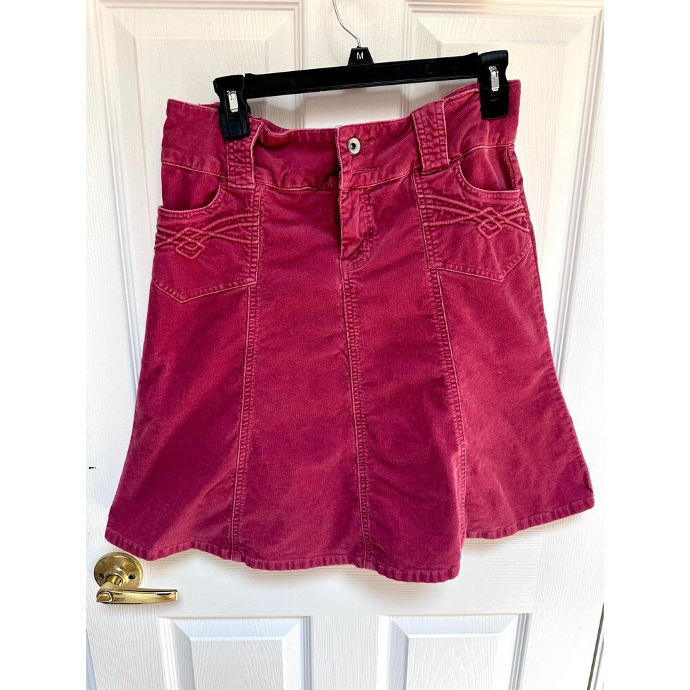 Women's Red Corduroy Midi Skirt